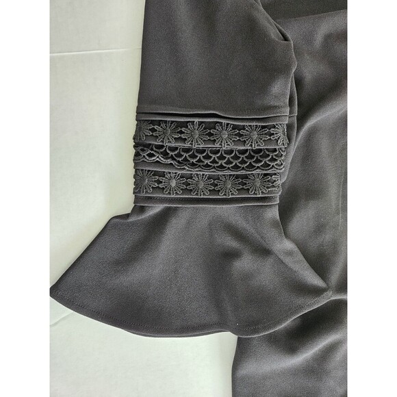 Calvin Klein Retro 90's/70s Style Black Sheath Dress Flared Bell Sleeves Size 4 - Picture 5 of 9